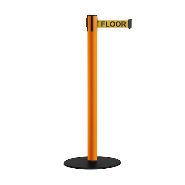 Montour Line Retractable Belt Stanchion, Low Base, 2.5 Orange Post 9' Y.Wet.Belt S400-OR-CAWETYB-90 - main